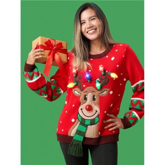 Ugly Christmas Sweaters For Women, Light Up Christmas Sweater, LED - Picture 6 of 8